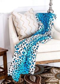 img 2 attached to 🦓 All-Season Extra Soft Warm Safari Animal Print Blanket: Zebra Giraffe, Queen/King Size, Turquoise Leopard