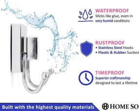 img 1 attached to 🛁 HOME SO Prisma Collection Suction Cup Hooks (2-Pack) – Versatile Bathroom and Kitchen Organizer – Stainless Steel Chrome Hooks for Shower, Glass Door, Mirror, and Tile