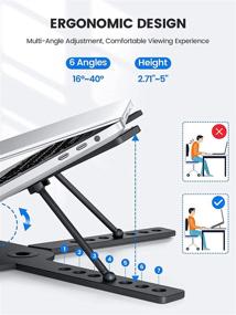 img 1 attached to 🖥️ TRUDIN Portable Laptop Stand for Desk – Adjustable Height, Foldable & Sturdy Aluminum Holder for 11-17 Inch Laptops – Ideal for Home Office Use - Black