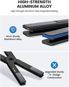 img 3 attached to 🖥️ TRUDIN Portable Laptop Stand for Desk – Adjustable Height, Foldable & Sturdy Aluminum Holder for 11-17 Inch Laptops – Ideal for Home Office Use - Black