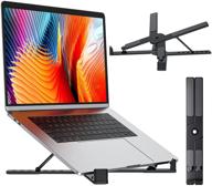 🖥️ trudin portable laptop stand for desk – adjustable height, foldable & sturdy aluminum holder for 11-17 inch laptops – ideal for home office use - black logo