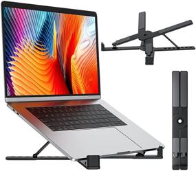 img 4 attached to 🖥️ TRUDIN Portable Laptop Stand for Desk – Adjustable Height, Foldable & Sturdy Aluminum Holder for 11-17 Inch Laptops – Ideal for Home Office Use - Black