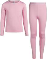 rene rofe girls' fleece lined thermal underwear set - 2 piece top and long johns (sizes 2t-16) logo