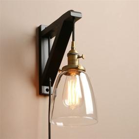 img 3 attached to 🪔 Pathson Plug in Wall Light: 1-Light Rustic Sconce with On/Off Switch for Living Room, Bedroom, TV Wall - Antique Design