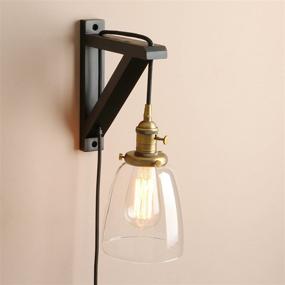 img 2 attached to 🪔 Pathson Plug in Wall Light: 1-Light Rustic Sconce with On/Off Switch for Living Room, Bedroom, TV Wall - Antique Design