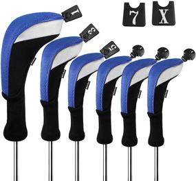 img 4 attached to Andux Golf Club Head Cover Set Long Neck: 3 Hybrid Cover + 3 Wood Cover for Optimal Protection