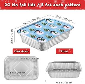 img 1 attached to 🎂 20 Pack Heavy Duty Thicker Aluminum Foil Pans - Aluminum Cake Pans with Christmas Board Lids - Ideal for Cooking, Roasting, Baking - Size: 10” X 7.5” X 2.5”