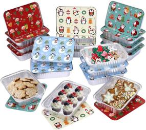 img 4 attached to 🎂 20 Pack Heavy Duty Thicker Aluminum Foil Pans - Aluminum Cake Pans with Christmas Board Lids - Ideal for Cooking, Roasting, Baking - Size: 10” X 7.5” X 2.5”