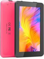 📱 haehne 7 inch tablet with android 6.0, quad core processor, 1gb ram, 16gb storage, 7-inch ips display, dual camera, fm radio, wifi only, bluetooth - pink logo