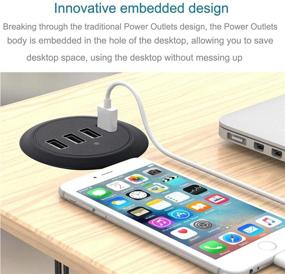 img 3 attached to 💡 4-Port USB Desktop Charger Desk Charging Station mounts on 2.5 Inch Grommet Hole with Power Cable - Black, 5A