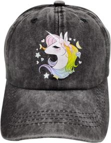 img 2 attached to 🦄 Adorable Adjustable Unicorn Ponytail Cap for Girls – Perfect Baseball Dad Hat for 3-12 Years