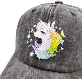 img 1 attached to 🦄 Adorable Adjustable Unicorn Ponytail Cap for Girls – Perfect Baseball Dad Hat for 3-12 Years