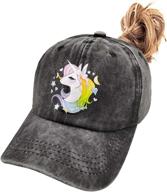 🦄 adorable adjustable unicorn ponytail cap for girls – perfect baseball dad hat for 3-12 years logo