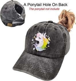 img 3 attached to 🦄 Adorable Adjustable Unicorn Ponytail Cap for Girls – Perfect Baseball Dad Hat for 3-12 Years