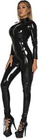 img 3 attached to 👗 XXXL Metallic Leather Clubwear Bodysuit for Women in Jumpsuits, Rompers & Overalls - Plus Size Clothing