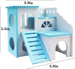 img 3 attached to 🏡 Wooden Hamster Hideout House - Double Villa Design, Chewing Toys for Hamsters, Mice, Gerbils, and Other Small Pets by Babyezz