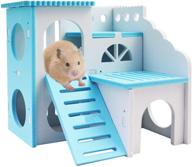 🏡 wooden hamster hideout house - double villa design, chewing toys for hamsters, mice, gerbils, and other small pets by babyezz logo