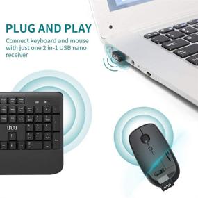 img 2 attached to 💻 Беспроводной комбо-набор клавиатуры и мыши UHURU - полноразмерный 2,4 ГГц USB, настраиваемое DPI, подставка под ладонь - идеально подходит для ПК, ноутбука, Windows (черный)
