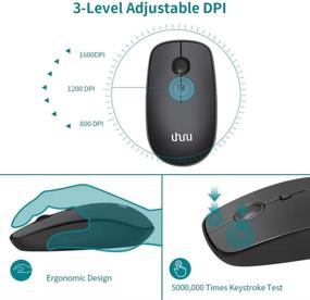 img 1 attached to 💻 UHURU Wireless Keyboard and Mouse Combo – Full-Sized 2.4GHz USB, Adjustable DPI, Palm Rest – Ideal for PC, Laptop, Windows (Black)