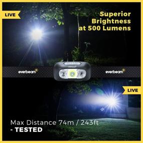 img 3 attached to 💡 Everbeam H5 LED Rechargeable Headlamp: Motion Sensor Control, 500 Lumen Brightness, 24 Hour Runtime