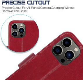 img 1 attached to 📱 Arae iPhone 13 Pro Max Case Wallet Flip Cover - Card Holder, Wrist Strap - 6.7 inch, Wine Red