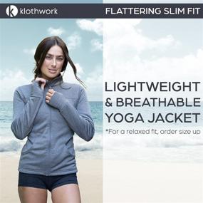 img 3 attached to 🧘 Klothwork Women's Lightweight Yoga Jacket, Slim Fit, Full Zip Up Athletic Jacket for Workouts