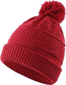 img 4 attached to Womens Winter Hat: Crochet Knit Beanie Cap with Pom for Girls by Home Prefer