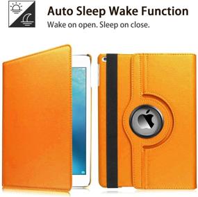 img 2 attached to 🍊 Orange iPad Mini Case - 360 Degree Rotating Stand Cover for iPad Mini 1/2/3 with Auto Wake/Sleep