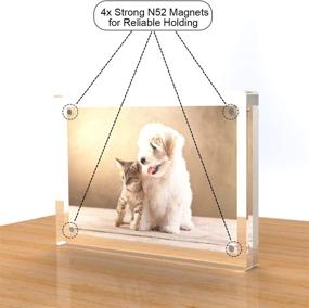 img 1 attached to 📸 4-Pack [4 x 6] Tomorotec High Transparency Magnetic Picture Frames - Frameless, Acrylic Photo Frame Double Sided - Free Standing Desktop Display Stand