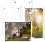 📸 4-pack [4 x 6] tomorotec high transparency magnetic picture frames - frameless, acrylic photo frame double sided - free standing desktop display stand логотип