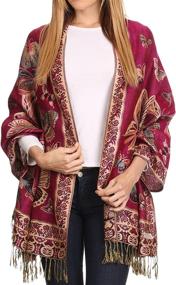 img 4 attached to 🧣 Sakkas Liua Long Wide Woven Pashmina Shawl/Scarf - Vibrant Multi-Colored Patterned Design