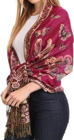 img 1 attached to 🧣 Sakkas Liua Long Wide Woven Pashmina Shawl/Scarf - Vibrant Multi-Colored Patterned Design