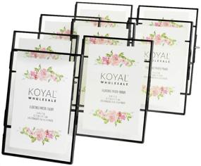 img 4 attached to Koyal Wholesale 8-Pack Pressed Glass Floating Picture Frames with Stands - Horizontal/Vertical Display for Photos, Table Numbers, Dried Flowers, Place Cards - 5x7, Black (8 Pack)