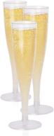 🥂 10 clear plastic champagne flute glasses by oasis creations - 4.5 ounce - perfect stem cups for birthdays, weddings, and celebrations logo