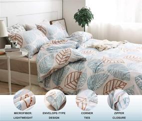 img 3 attached to 🌿 QYsong Twin Leaf Duvet Cover Set: Colorful Botanical Pattern, Microfiber Kids Bedding - Twin Size, 2-Piece Set with Zipper Closure