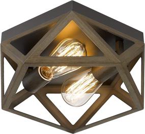 img 4 attached to Osimir 2-Light Industrial Ceiling Light Fixture: Dark Bronze & Wood Finish, RE9173-2