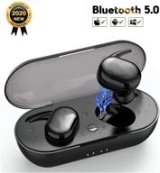 🎧 gaomu wireless earbuds - bluetooth headphones with powerful bass, precise control, ipx6 waterproof, 20 hrs sports earbuds, twin & mono mode, built-in mics, black logo