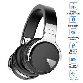 img 3 attached to 🎧 Беспроводные Bluetooth наушники Silensys E7 с активным шумоподавлением, микрофоном, глубоким басом, комфортом на ушах, белковыми амбушюрами, временем работы 30 часов, черные - идеально подходят для путешествий/работы