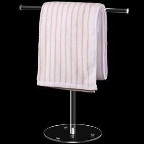 img 4 attached to 🧻 Modern Clear Acrylic T-Shape Hand Towel Stand Rack – Free-Standing Countertop Holder with Balanced Base for Home Bathroom Kitchen