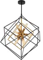 artika imperium mid century 9-light chandelier with aged brass finish and black accents - stunning light fixture логотип