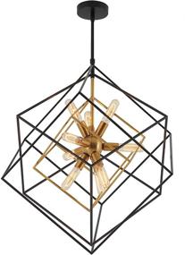 img 4 attached to Artika Imperium Mid Century 9-Light Chandelier with Aged Brass Finish and Black Accents - Stunning Light Fixture