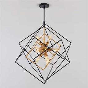 img 2 attached to Artika Imperium Mid Century 9-Light Chandelier with Aged Brass Finish and Black Accents - Stunning Light Fixture