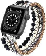 📿 стильный браслет mofree с бусинами: совместимый с apple watch 40 мм/38 мм - серия se/6/5/4/3/2/1 - замена эластичного ремешка - женская мода в черном/сером/золотом логотип