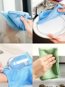 img 2 attached to 🧽 Premium Microfiber Dish Cloths: Absorbent & Quick Drying - Set of 5, 12x16'' (Mixed Color)