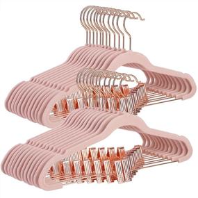 img 4 attached to 🌸 SONGMICS 24 Pack Non-Slip Coat Hangers with Rose Gold Movable Clips, Heavy-Duty, Space-Saving Design - Ideal for Pants, Skirts, Dresses, Light Pink UCRF14PK24