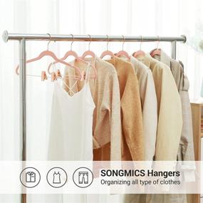 img 3 attached to 🌸 SONGMICS 24 Pack Non-Slip Coat Hangers with Rose Gold Movable Clips, Heavy-Duty, Space-Saving Design - Ideal for Pants, Skirts, Dresses, Light Pink UCRF14PK24