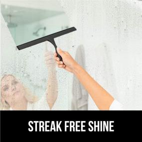 img 3 attached to 🦍 Gorilla Grip Stainless Steel Shower and Window Squeegee - Streak-Free Shine for Bathroom Showers, Glass Doors, Mirrors, Car Windows - 10 Inch, Black