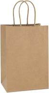100pcs bagdream small kraft paper gift bags 5.25x3.75x8 inches - bulk with handles for paper shopping, party favor or brown party bag logo
