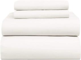 img 3 attached to 🛏️ HomeLabels Premium Cotton Sheet Set - Queen Size, White 4-Piece Bedding Set with Flat Sheet, Fitted Sheet, and 2 Pillow Cases - 100% Cotton Bed Sheet Set