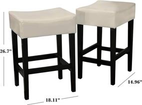 img 2 attached to Lopez Backless Leather Counter Stools by Christopher Knight Home - 2-Pcs Set in Elegant Ivory